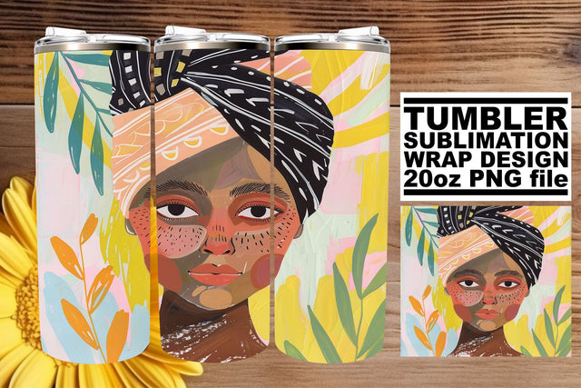 Sleek Watercolor Lady Tumbler Wrap - Sublimation 20oz Sublimation afrosvg 