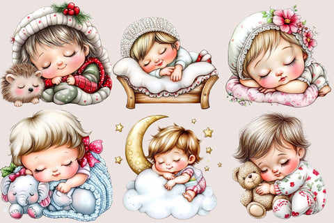 Sleeping Baby Clipart Bundle Sublimation SVGArt 