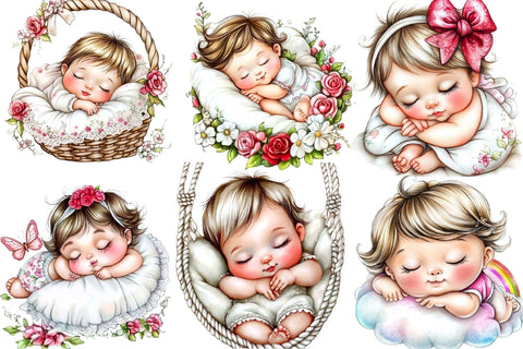 Sleeping Baby Clipart Bundle Sublimation SVGArt 