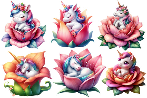 Sleeping Baby Unicorn Collection Clipart Sublimation designartist 