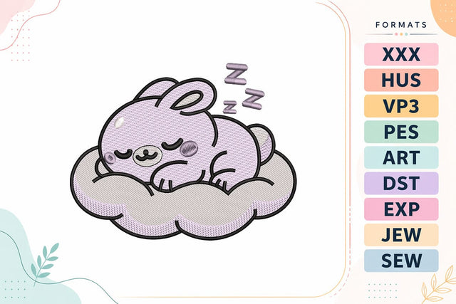 Sleeping Bunny Baby Animals Embroidery Design Embroidery/Applique DESIGNS sg embroidery 