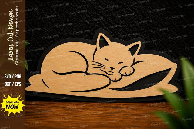Sleeping Cat Laser Cut SVG Design SVG Regulrcrative 