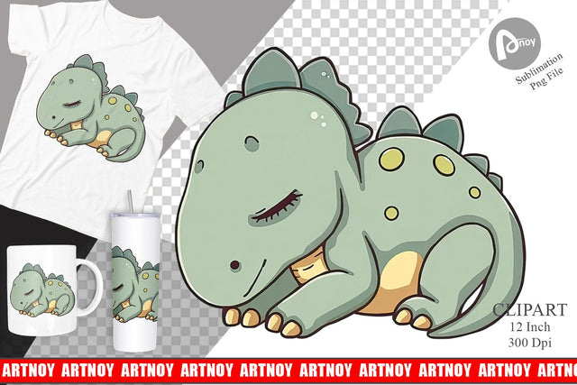 Sleeping Dinosaur Clipart Sublimation artnoy 