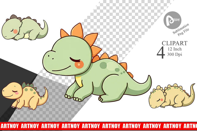 Sleeping Dinosaur Clipart Sublimation artnoy 