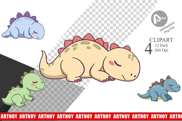 Sleeping Dinosaur Clipart Sublimation artnoy 