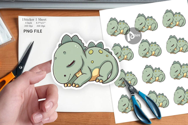Sleeping Dinosaur Sticker Sublimation artnoy 