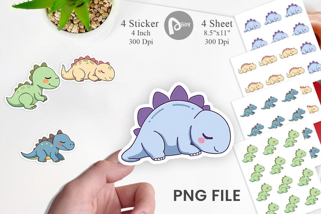 Sleeping Dinosaur Sticker Sublimation artnoy 