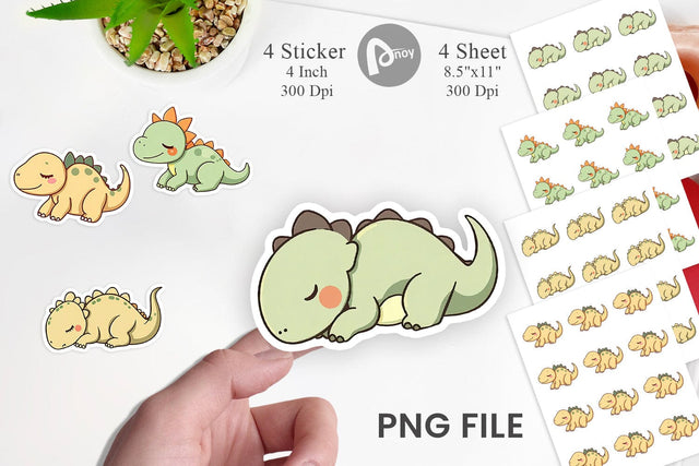 Sleeping Dinosaur Sticker Sublimation artnoy 