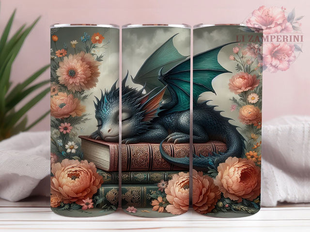 Sleeping Dragon Fantasy Book Lover Tumbler, Fantasy Tumbler, Book Lover Wrap, Magical Design, Mythical Creature, Sublimation Cup, 20Oz Tumbler Sublimation Li Zamperini 