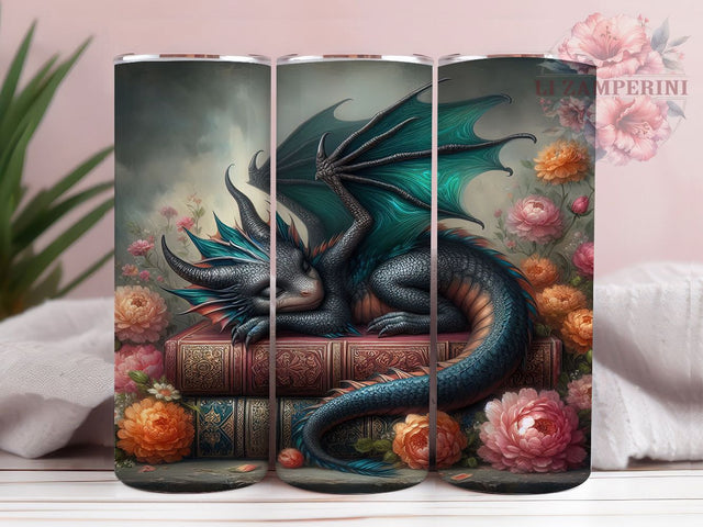 Sleeping Dragon Fantasy Book Lover Tumbler, Fantasy Tumbler, Book Lover Wrap, Magical Design, Mythical Creature, Sublimation Cup, 20Oz Tumbler Sublimation Li Zamperini 