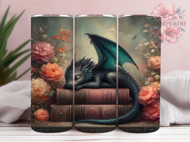 Sleeping Dragon Fantasy Book Lover Tumbler, Fantasy Tumbler, Book Lover Wrap, Magical Design, Mythical Creature, Sublimation Cup, 20Oz Tumbler Sublimation Li Zamperini 