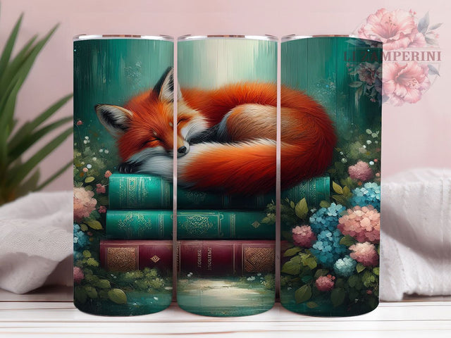 Sleeping Fox Woodland Book Lover Tumbler, Book Lover Tumbler, Cozy Wrap, Woodland Animal, Reading Design, Sublimation Cup, 20Oz Tumbler Sublimation Li Zamperini 