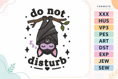 Sleeping Halloween Bat Do Not Disturb Embroidery Design Embroidery/Applique DESIGNS sg embroidery 