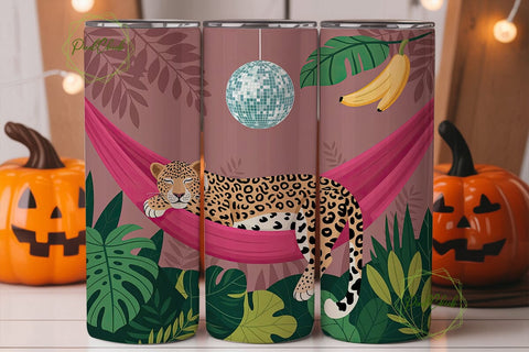 Sleeping Leopard Disco Jungle Tumbler Sublimation PixelChick 