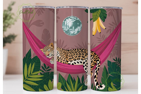 Sleeping Leopard Disco Jungle Tumbler Sublimation PixelChick 