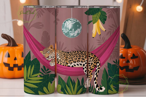 Sleeping Leopard Disco Jungle Tumbler Sublimation PixelChick 