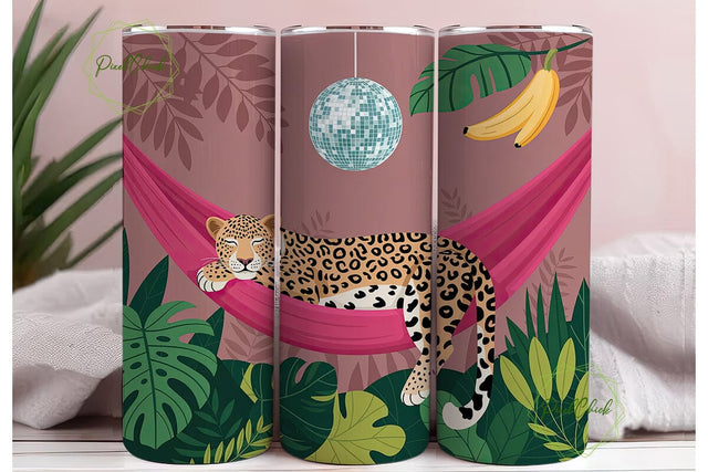 Sleeping Leopard Disco Jungle Tumbler Sublimation PixelChick 