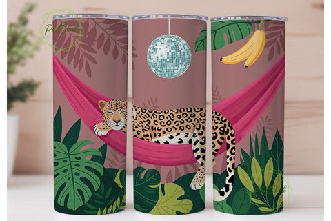Sleeping Leopard Disco Jungle Tumbler Sublimation PixelChick 