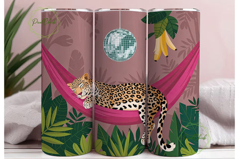 Sleeping Leopard Disco Jungle Tumbler Sublimation PixelChick 