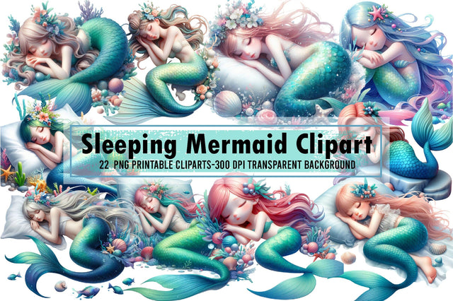 Sleeping Mermaid Clipart PNG Graphics Sublimation designartist 