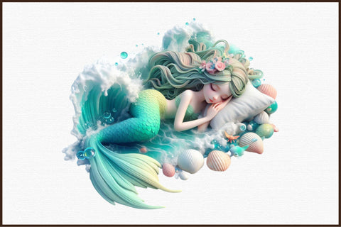 Sleeping Mermaid Clipart PNG Graphics Sublimation designartist 