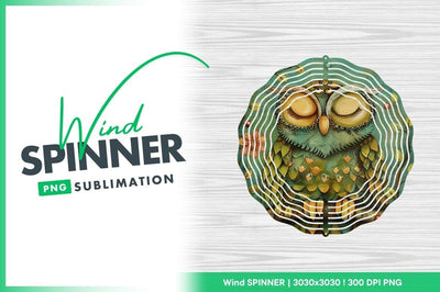 Sleeping Owl Illustration on Branch with Leaves and Flowers in Teal and Yellow Sublimation Regulrcrative 