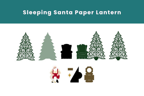 Sleeping Santa and Christmas Tree Paper Lantern – Layered SVG Cut File SVG Dots-A-Lot 