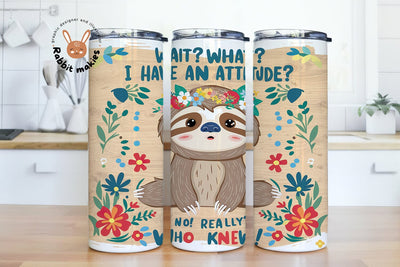Sleeping Sloth Tumbler Wrap, Floral Funny 20oz Skinny Sublimation Tumbler Design, Sloth Sublimation Design Png Sublimation Rabbitmakies 