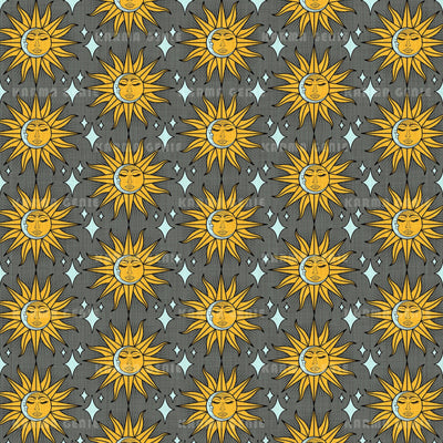 Sleeping Sun Moon And Stars Celestial Pattern Digital Paper With Fabric Texture Digital Pattern Karma Genie Graphics 