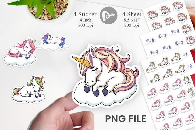 Sleeping Unicorn Sticker Sublimation artnoy 