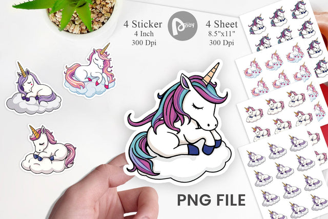 Sleeping Unicorn Sticker Sublimation artnoy 