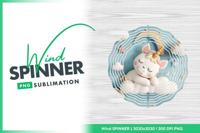 Sleeping unicorn wind spinner round sublimation design Sublimation Regulrcrative 
