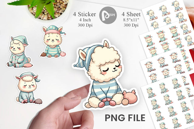 Sleepy Alpaca Sticker Sublimation artnoy 