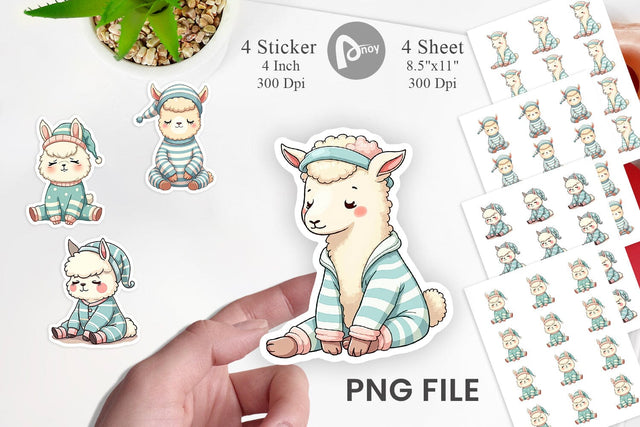 Sleepy Alpaca Sticker Sublimation artnoy 