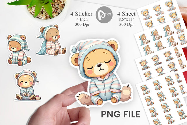 Sleepy Bear Sticker Sublimation artnoy 