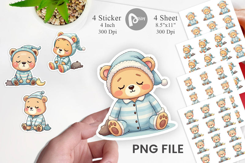 Sleepy Bear Sticker Sublimation artnoy 