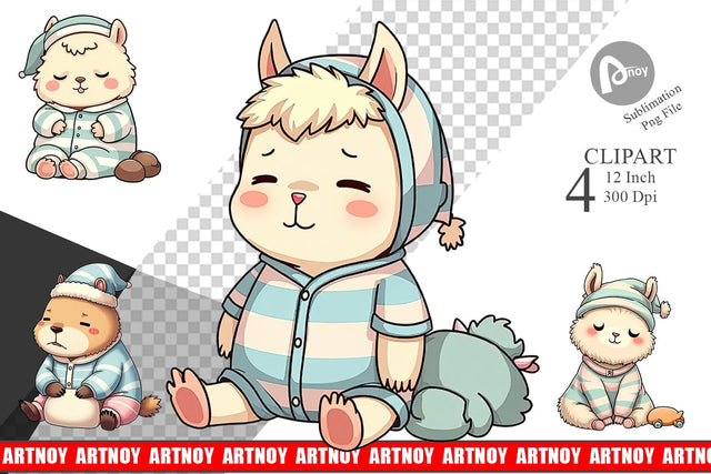 Sleepy Capybara Clipart Sublimation artnoy 