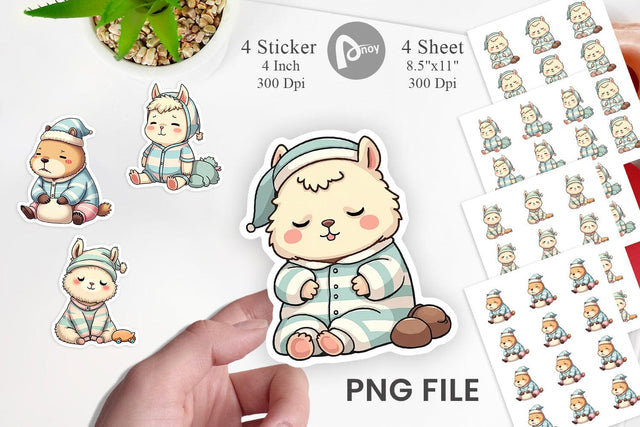 Sleepy Capybara Sticker Sublimation artnoy 