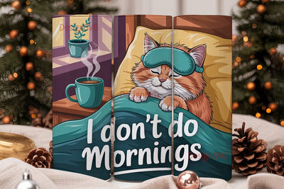 Sleepy Cat Morning 20oz Tumbler Wrap Sublimation DesignSVG 