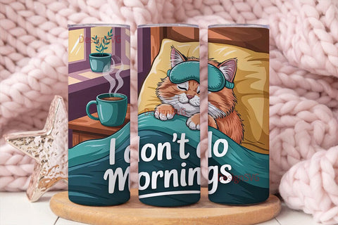 Sleepy Cat Morning 20oz Tumbler Wrap Sublimation DesignSVG 