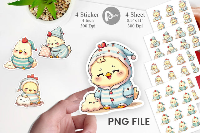 Sleepy Chicken Sticker Sublimation artnoy 