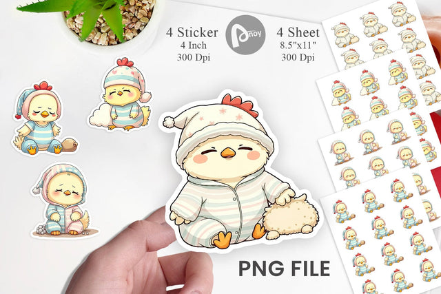 Sleepy Chicken Sticker Sublimation artnoy 