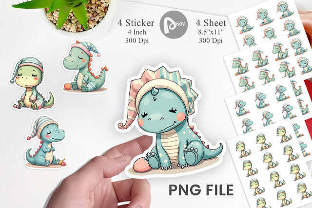 Sleepy Dinosaur Sticker Sublimation artnoy 