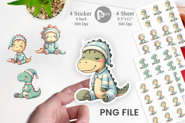 Sleepy Dinosaur Sticker Sublimation artnoy 