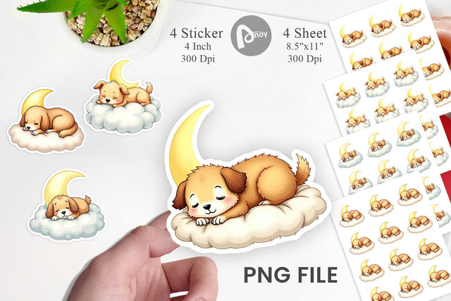 Sleepy Dog Cloud Sticker Sublimation artnoy 
