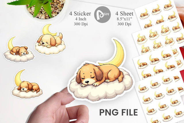 Sleepy Dog Cloud Sticker Sublimation artnoy 