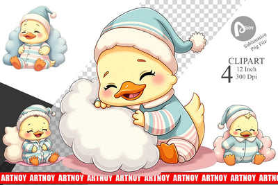 Sleepy Duck Clipart Sublimation artnoy 