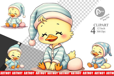 Sleepy Duck Clipart Sublimation artnoy 