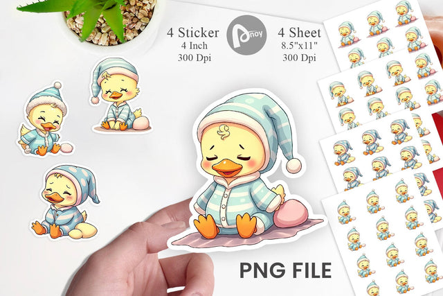 Sleepy Duck Sticker Sublimation artnoy 