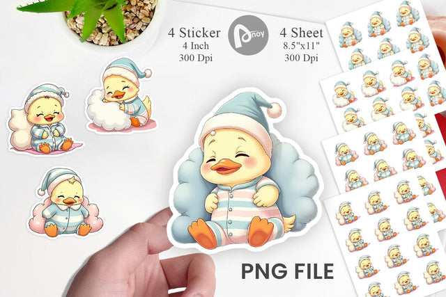 Sleepy Duck Sticker Sublimation artnoy 